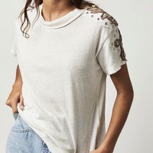 Free People embroidered detail with round studs brand new XS (oversized fits M)